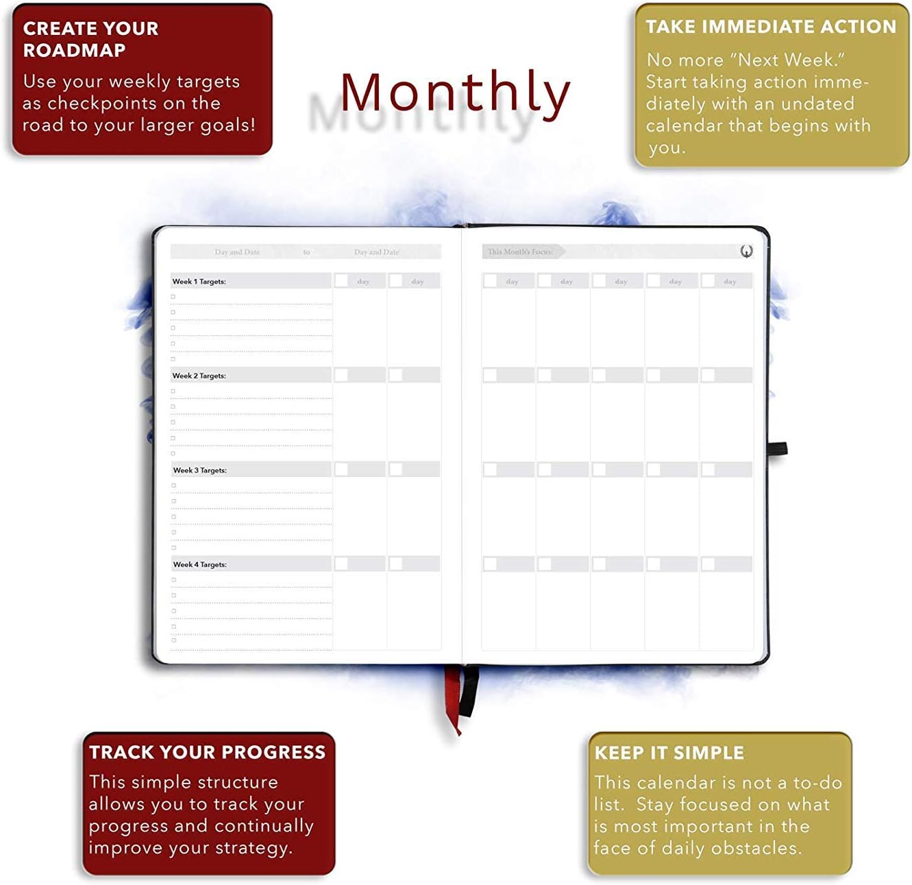 The Phoenix Journal - Best Daily Goal Planner, Organizer, & Calendar for Goal Setting, Gratitude, Happiness, & Productivity - Vision Board & Habit Tracking - 12 Weeks, Undated, Hardcover (Classic)
