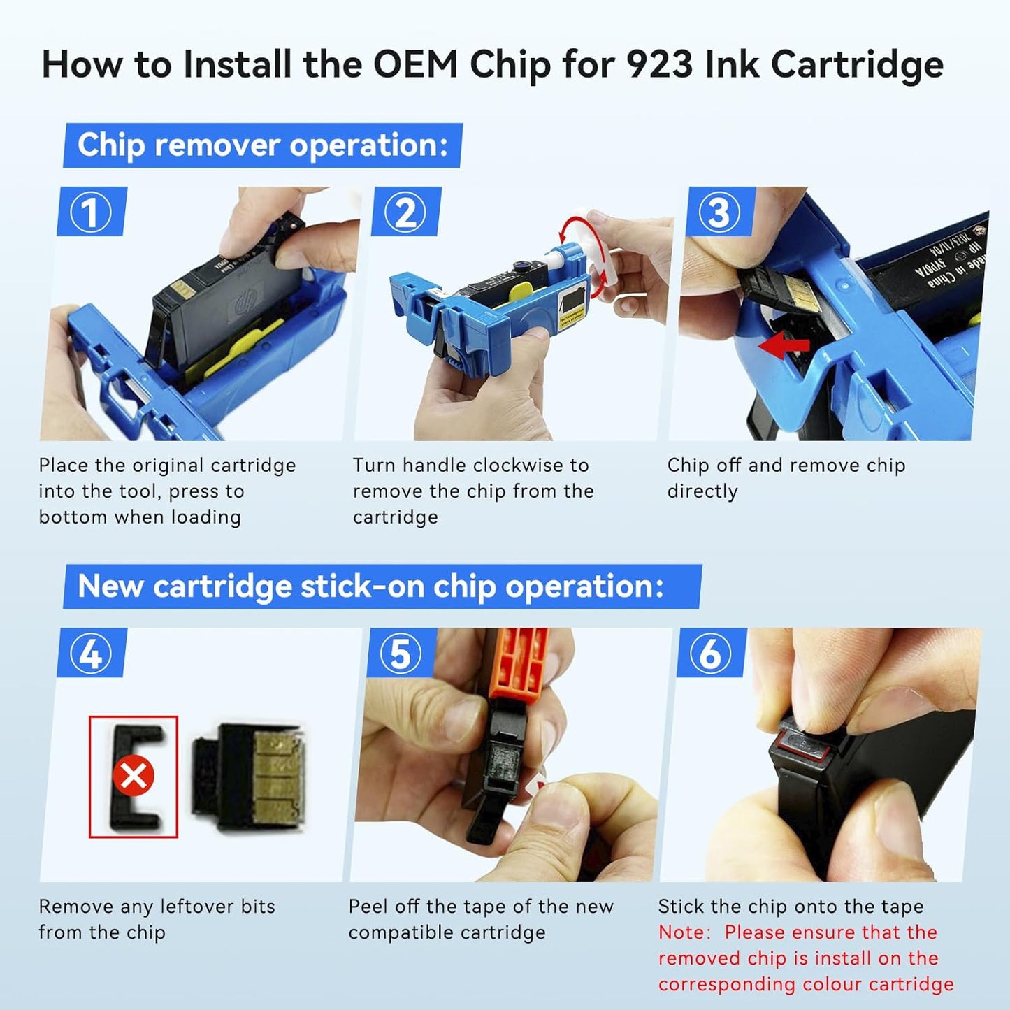 923 Ink Cartridges Combo Pack Replacement for HP 923e 923 923XL Ink Cartridges Work for OfficeJet 8120 8122e 8123 OfficeJet Pro 8130 8135e 8138e 8139e Printer Without Chip (4 Pack)