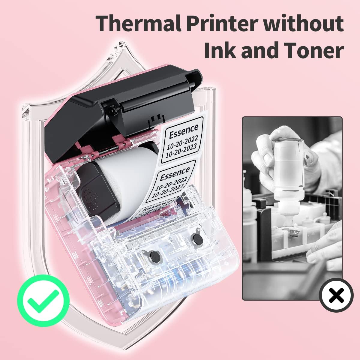 Phomemo Label Maker- M221 Label Maker Machine 3 Inch Bluetooth Thermal Barcode Printer for Small Business/Home Use, for Barcode, Address, Logo, Mailing, Stickers, Compatible with Phone & PC, Pink