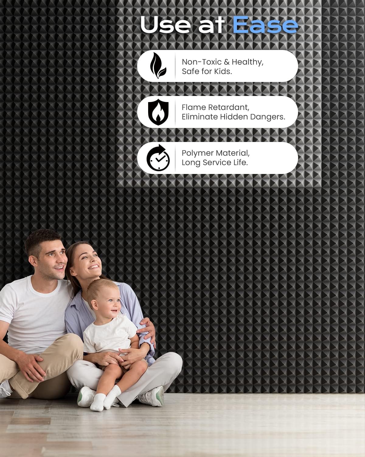 Sonicism Acoustic Panels Self-Adhesive Pyramid 36 Pack,12" X 12" X 2"Sound Proof Foam Panels for Walls Fast Expand 35kg/m³High Density Soundproof Wall Panels,Sound Absorption and Decoration Gray