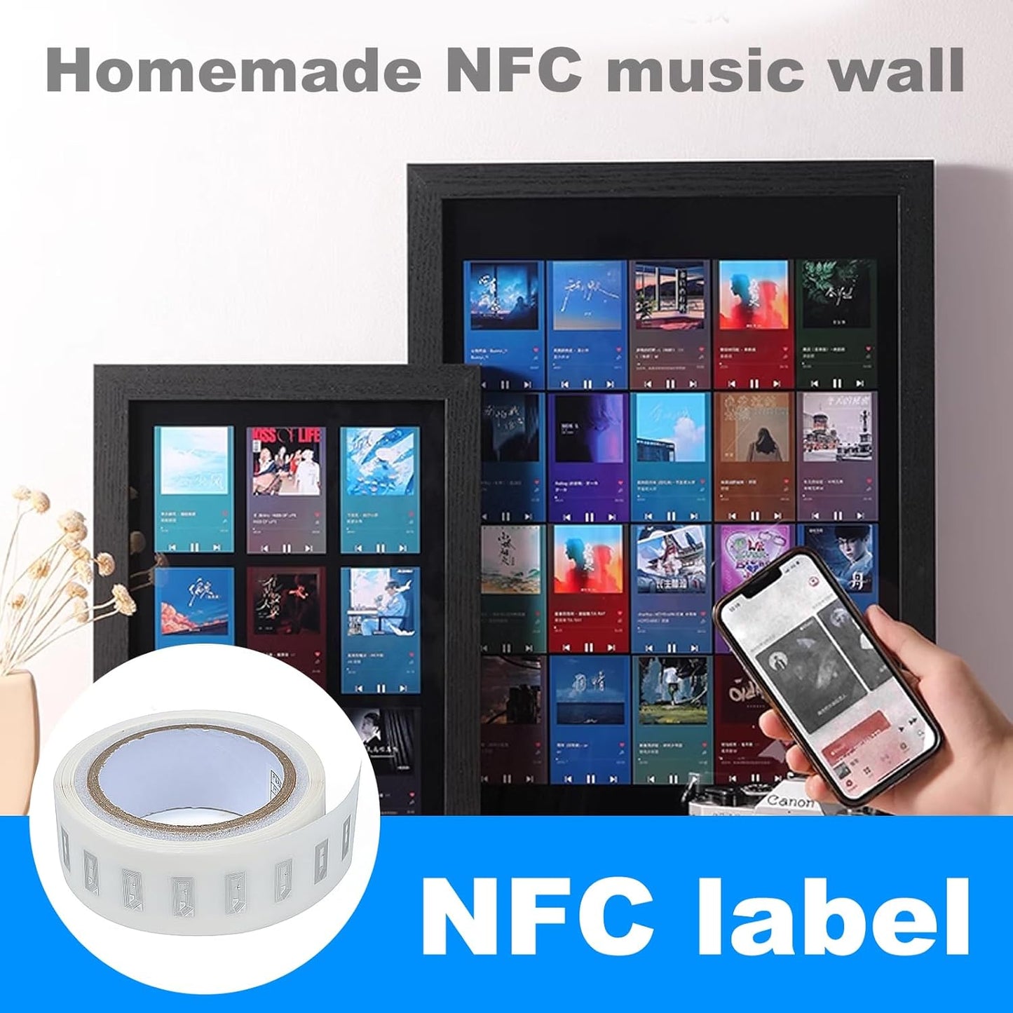 50 PCS NFC Tags Sticker with NTAG213 Chip Blank NFC Stickers Adhesive Labels RFID Tags Rewritable 137 Bytes Memory Compatible with All NFC-Enabled Smartphones and Devices
