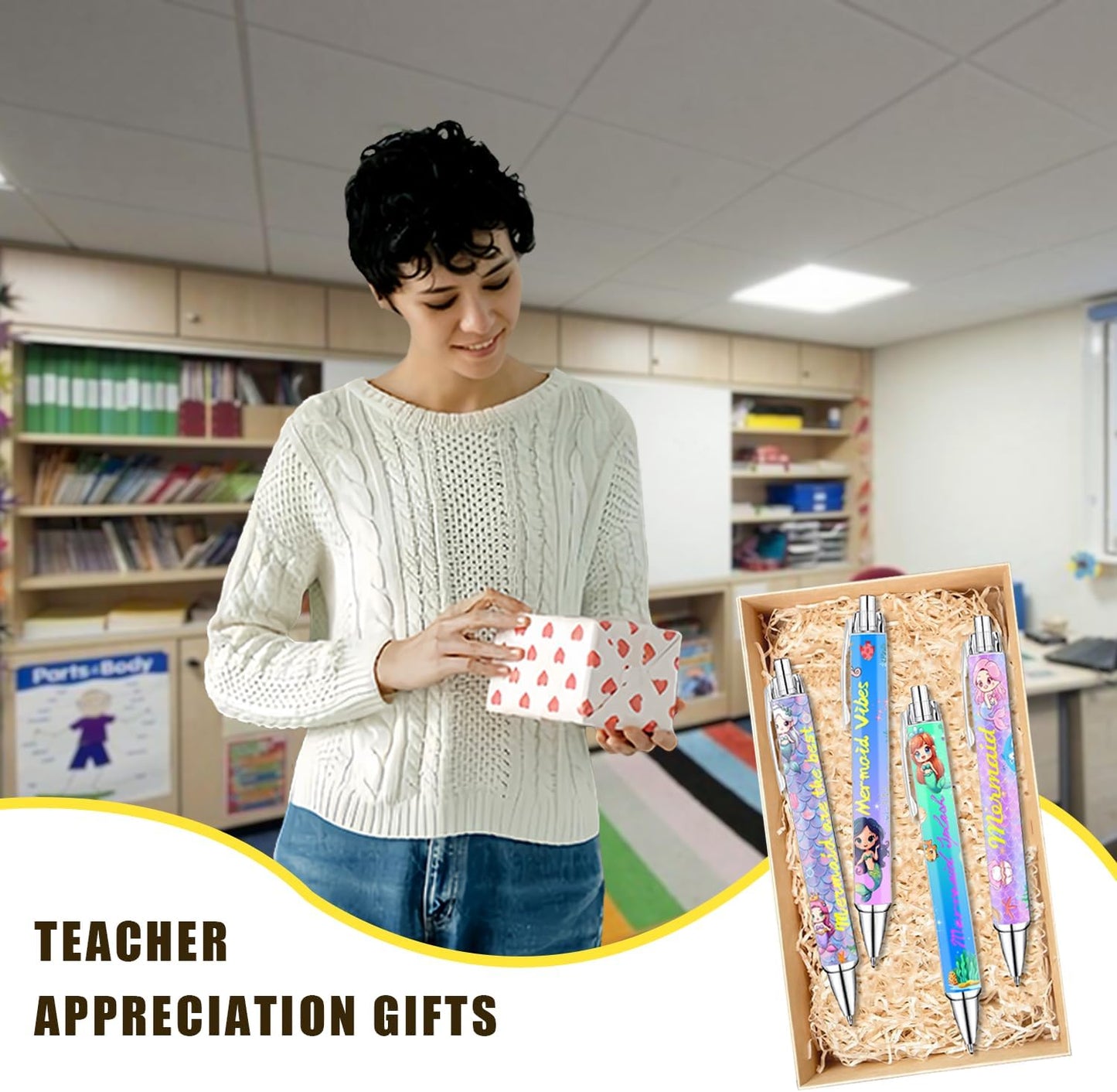 Mermaid Pens for Girls – Cute Mermaid-Themed Ballpoint Pen Set for Kids, Teens, and Ocean Lovers – Fun Stationery Gift for School, Journaling, Drawing, or Writing – 8 Colorful Pens with Smooth Ink