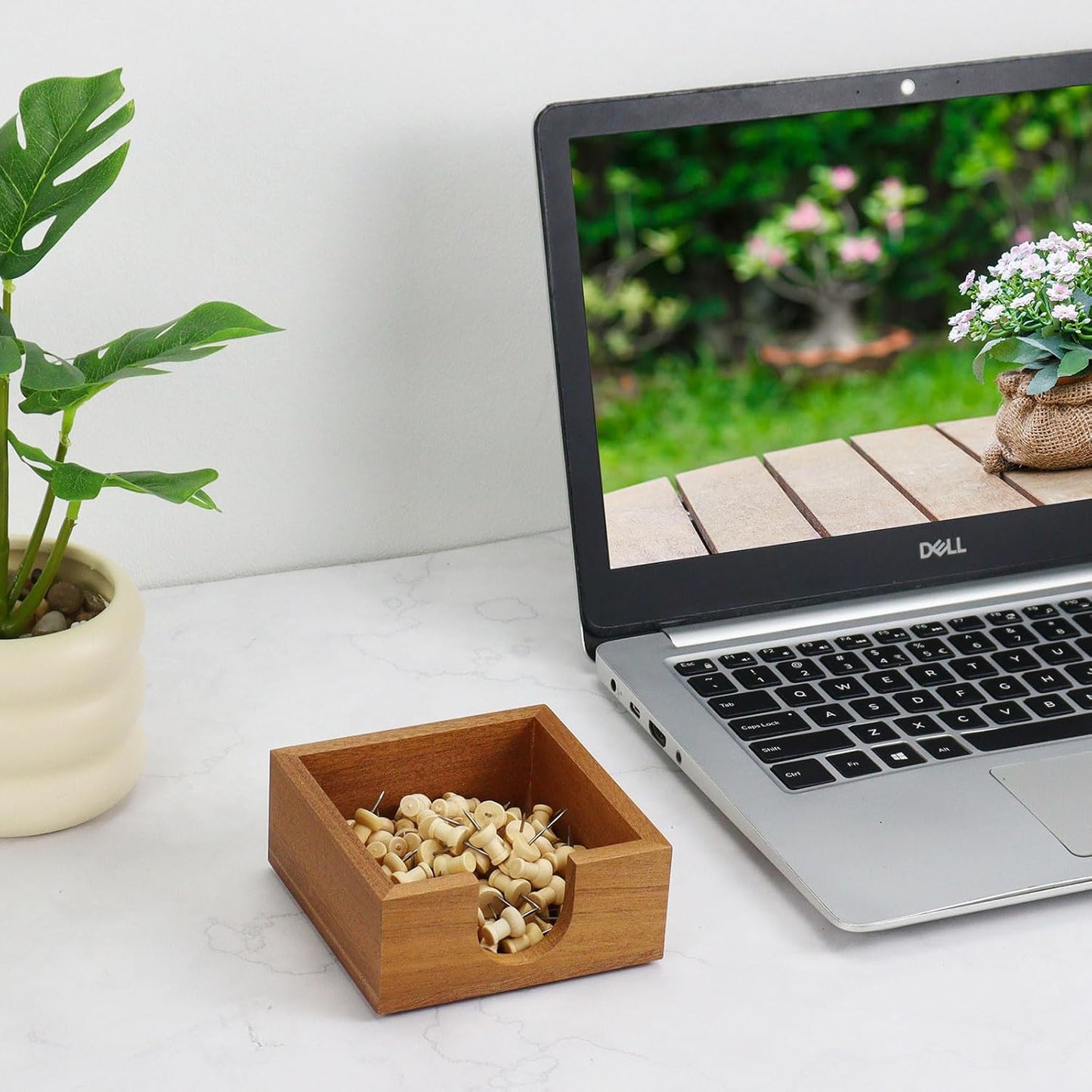 MultiBey Sapele Wood Sticky Note Holder, Self -Sticky Note Pad Holder, Thicked Wooden Post it Note Dispenser Memo Pad Holder, Desk Supplies Organizer Accessories for Office Home Schools