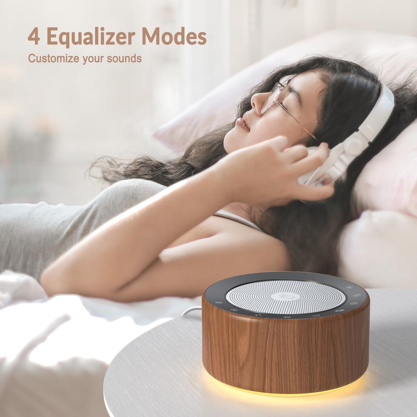 Nursery Lamp with Sound Machine, Mood Lighting, 7 Colors Night Light, 30 Soothing Sounds, White Noises for Baby, Adults. Timer, Plug in, Memory Function, Touch Control