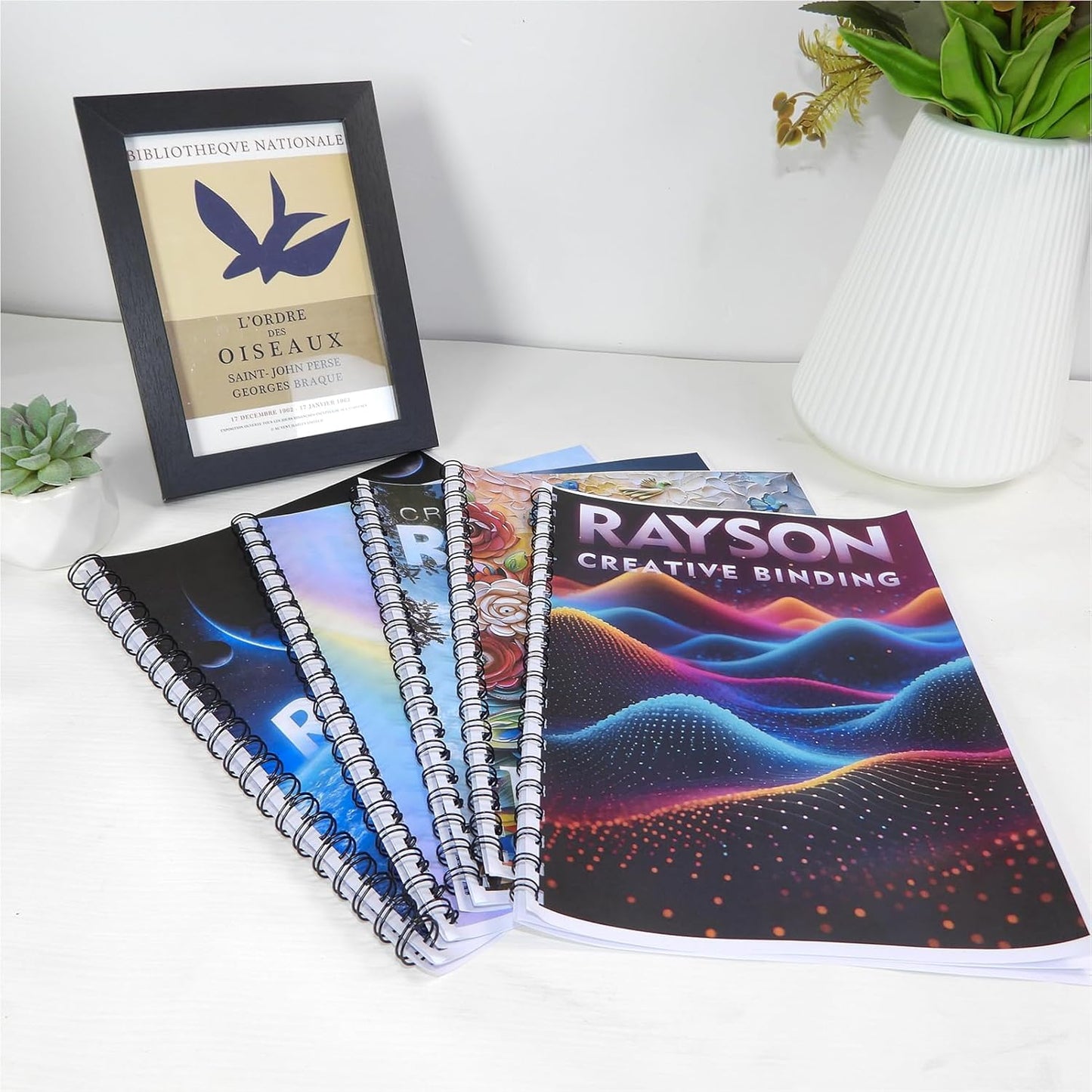 Rayson Double Loop Binding Wires, Mixed Sizes (3/8", 7/16", 1/2", 9/16", 5/8") 2:1 Pitch Wire Binding Spines, 21-Loop Black, Pack of 100