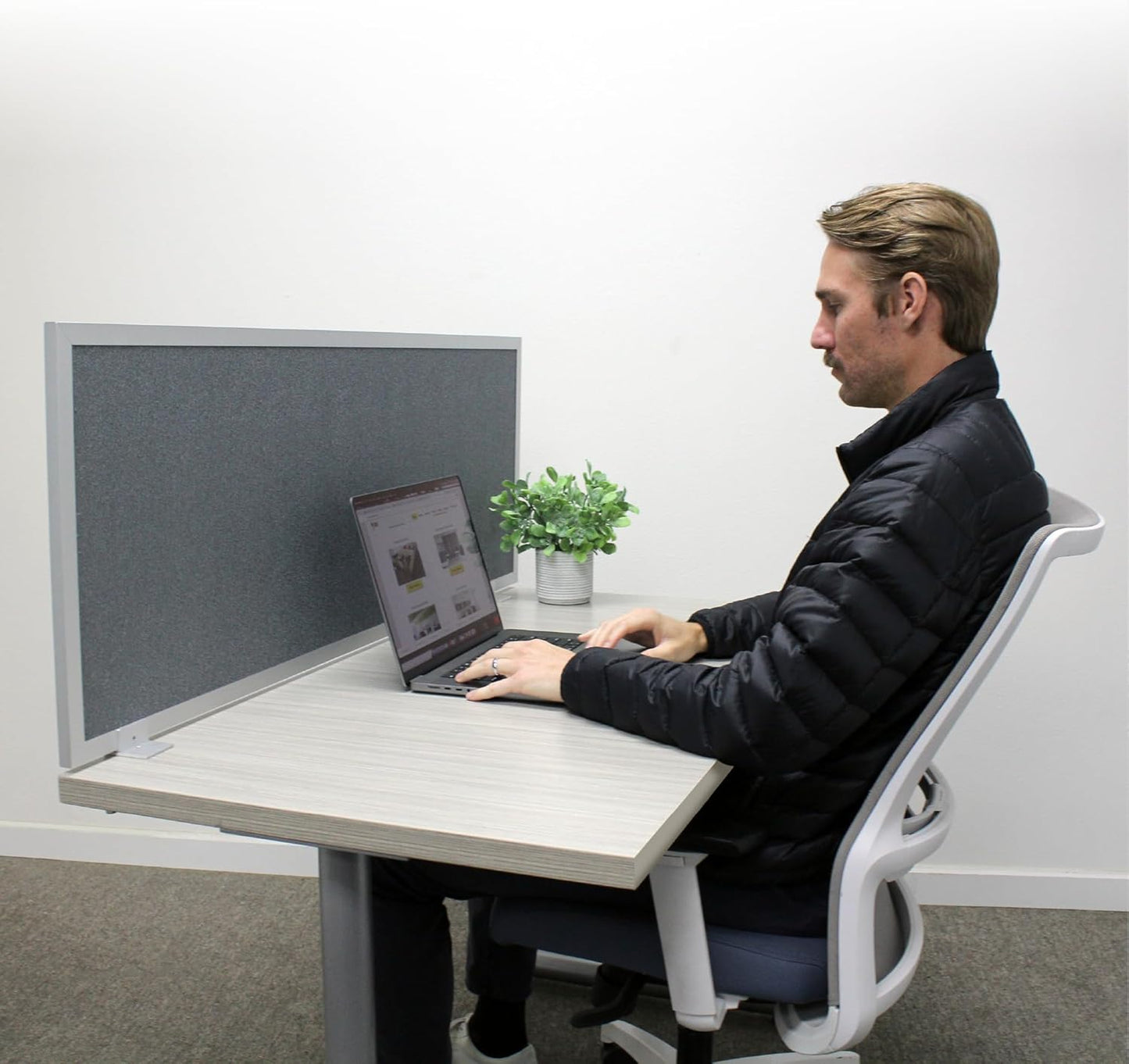 OBEX Acoustic Mounted Screen Privacy Panel Table Top Separator, Sound Blocking Desk Divider (Graphite, 24" X 36")