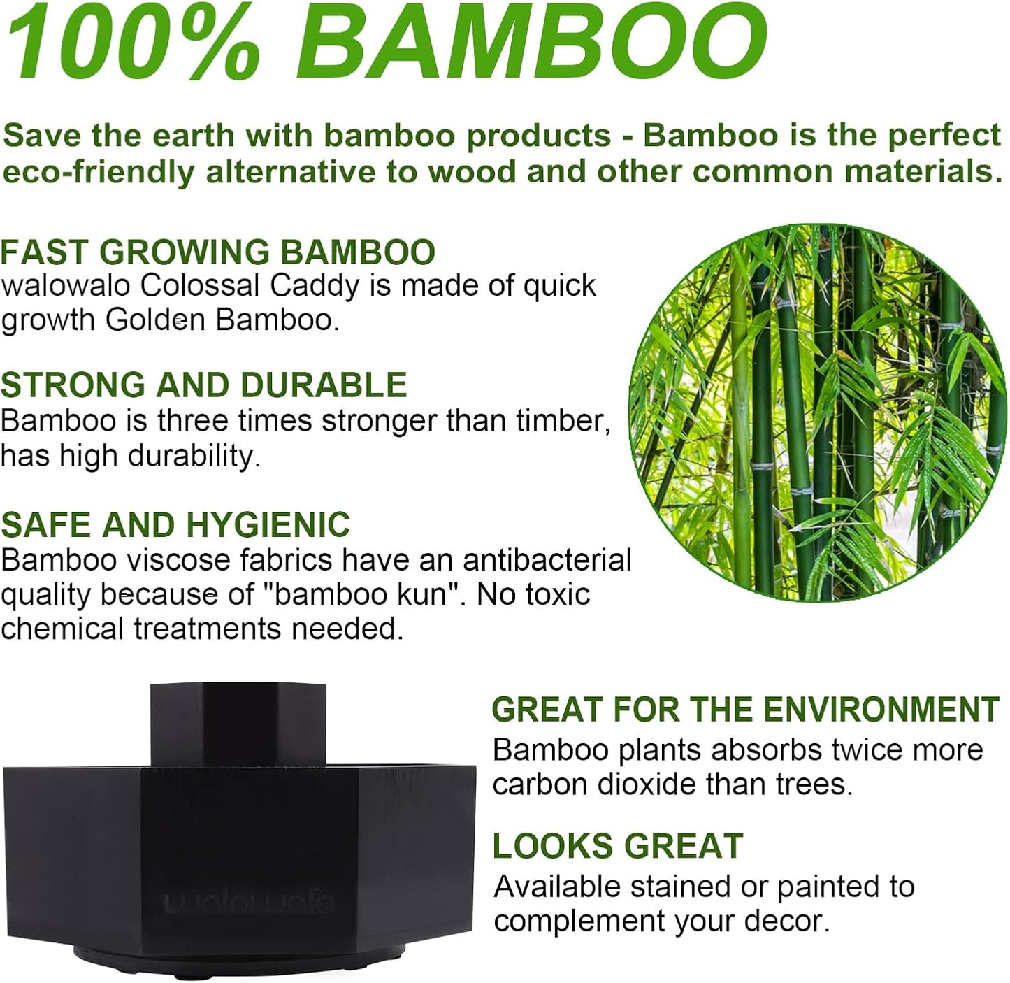 walowalo Bamboo Rotating Art Supply Organizer Holds 800+ Pencils Spinning Crayon Marker Pen Holder for Desk Brush Storage for Office School Classroom Organization Stationary Black (Larger Version)