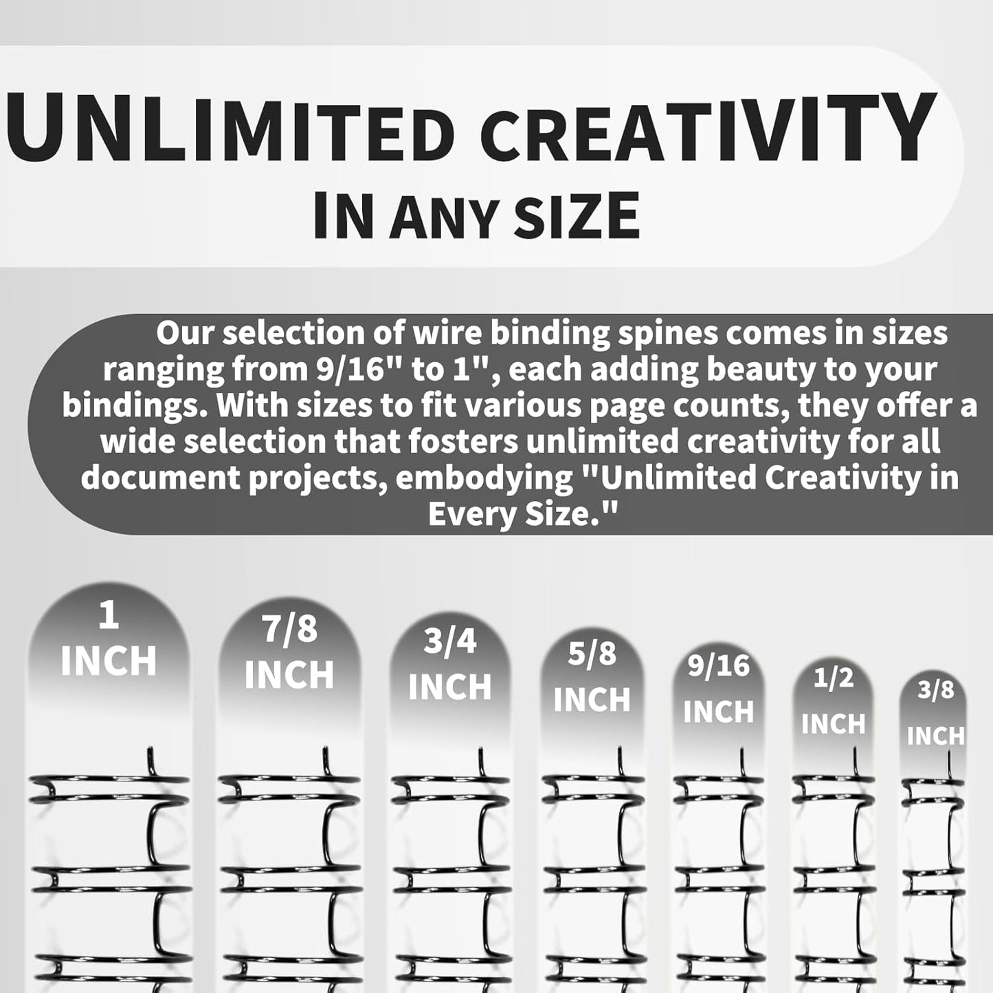 Rayson 2:1 Pitch Double Loop Wire Binding Spines, 3/8 Inch (9.5mm), 21 Loops, Black, Holds 10–70 Sheets, Pack of 100 – Metal Wire Binding Combs for Letter Size Paper