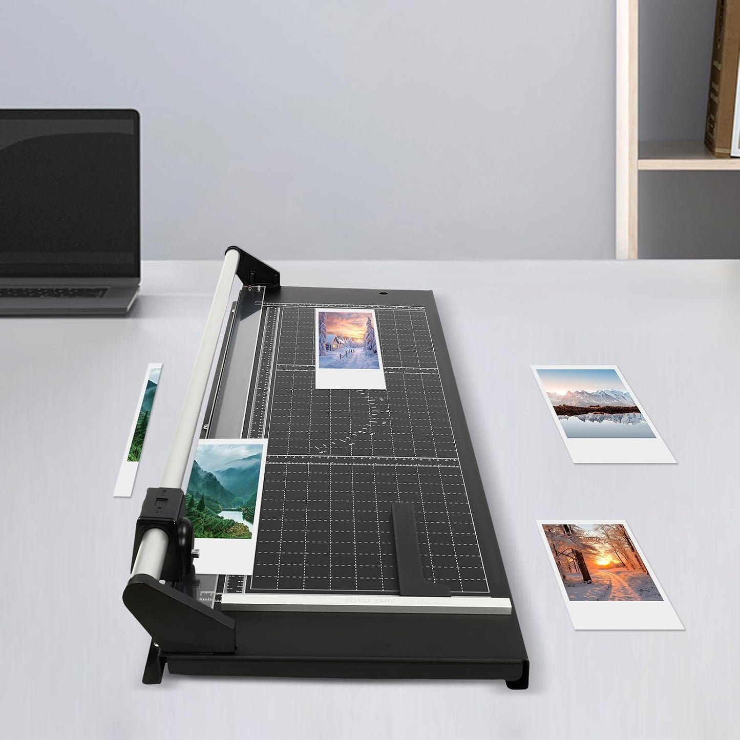 Professional Rotary Trimmer, 36" Cut Length, 0-60° Angle Scale, Photo Paper Cutter with Positioning Ruler & 2 Blades, for Cutting Card Stock, Office Paper with A Thickness of Less Than 1mm