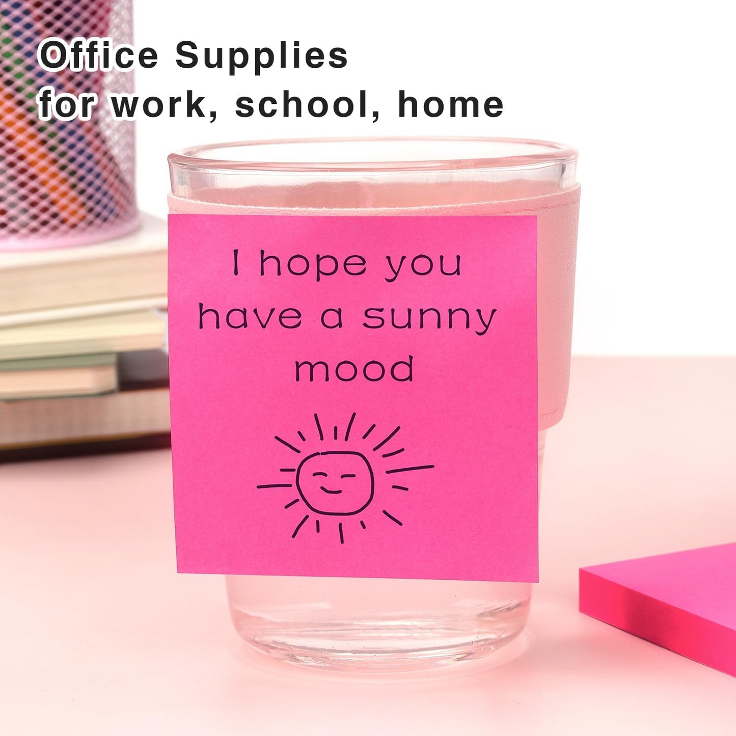 Sticky Notes 3x3 Self-Stick Notes Bright Colors Sticky Notes 4 Pads 100 Sheets/Pad (Rose Red)