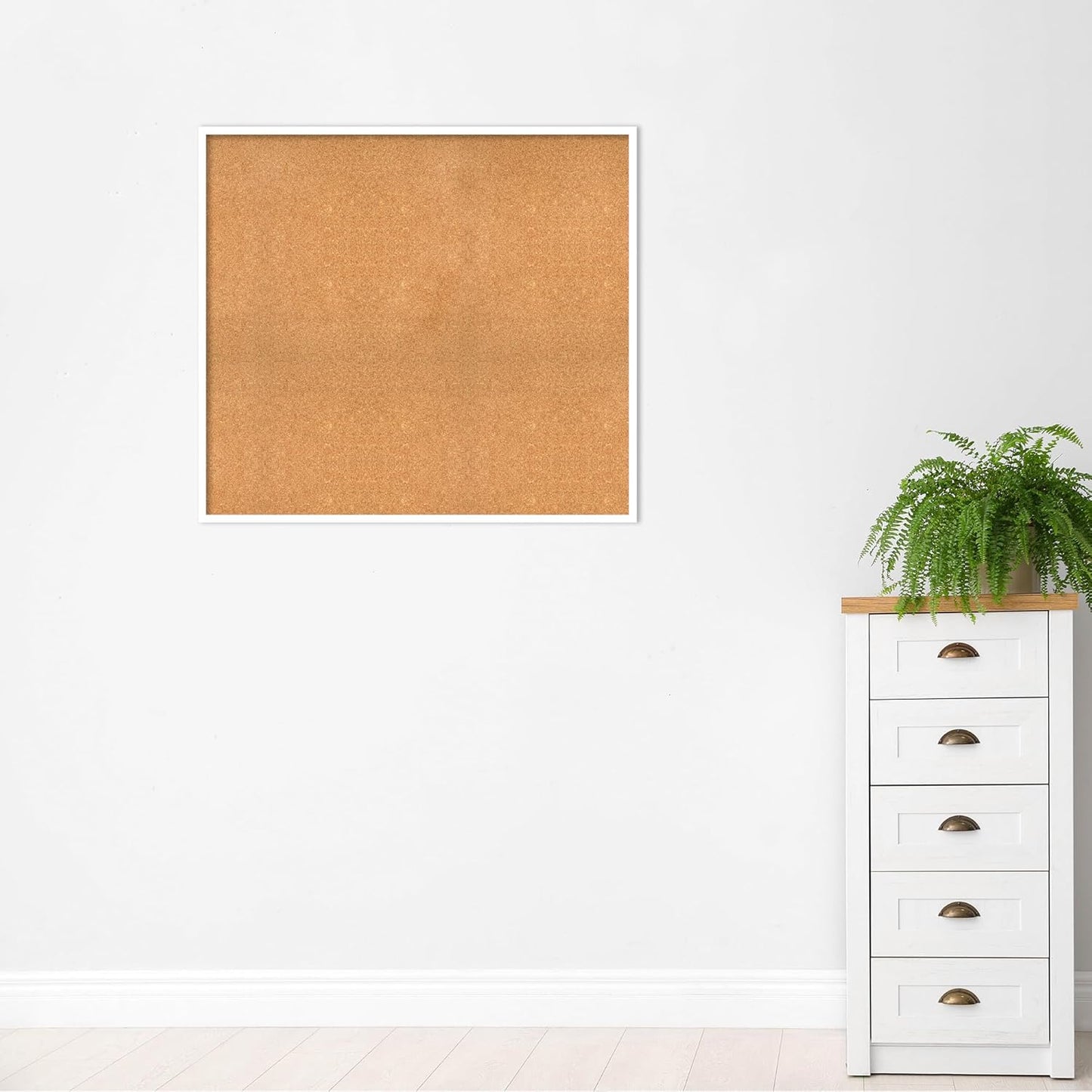 Amanti Art Natural Cork Board for Wall, 37x41 Vision Board with White Frame, Oversize Corkboard Office Decor for Home Organization, Modern Corkboard Pinboard to Display Items for Home Organization in