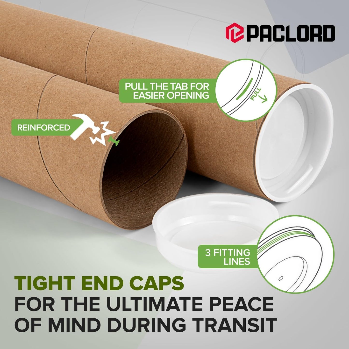 2" x 24" Reinforced Kraft Paper Mailing Tubes, Pack of 4 Tubes with 2 Caps Each – USPS Approved Poster Tube – Made in USA Cardboard Tube for Shipping and Storing Posters, Prints, Artwork, or Documents