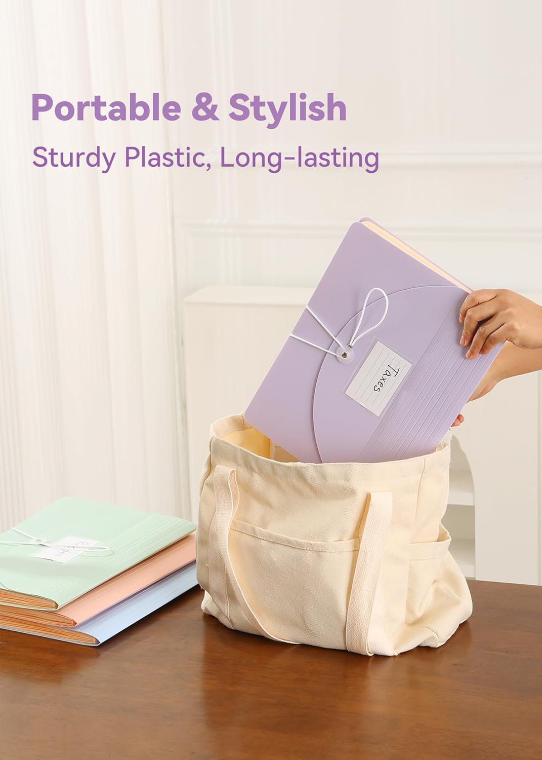 Accordion File Organizer 12 Pockets, Monthly Bill Receipt Tax Organizer, Expanding File Folders with Larger Bright Tabs, Fits Letter/A4 Size - Blue