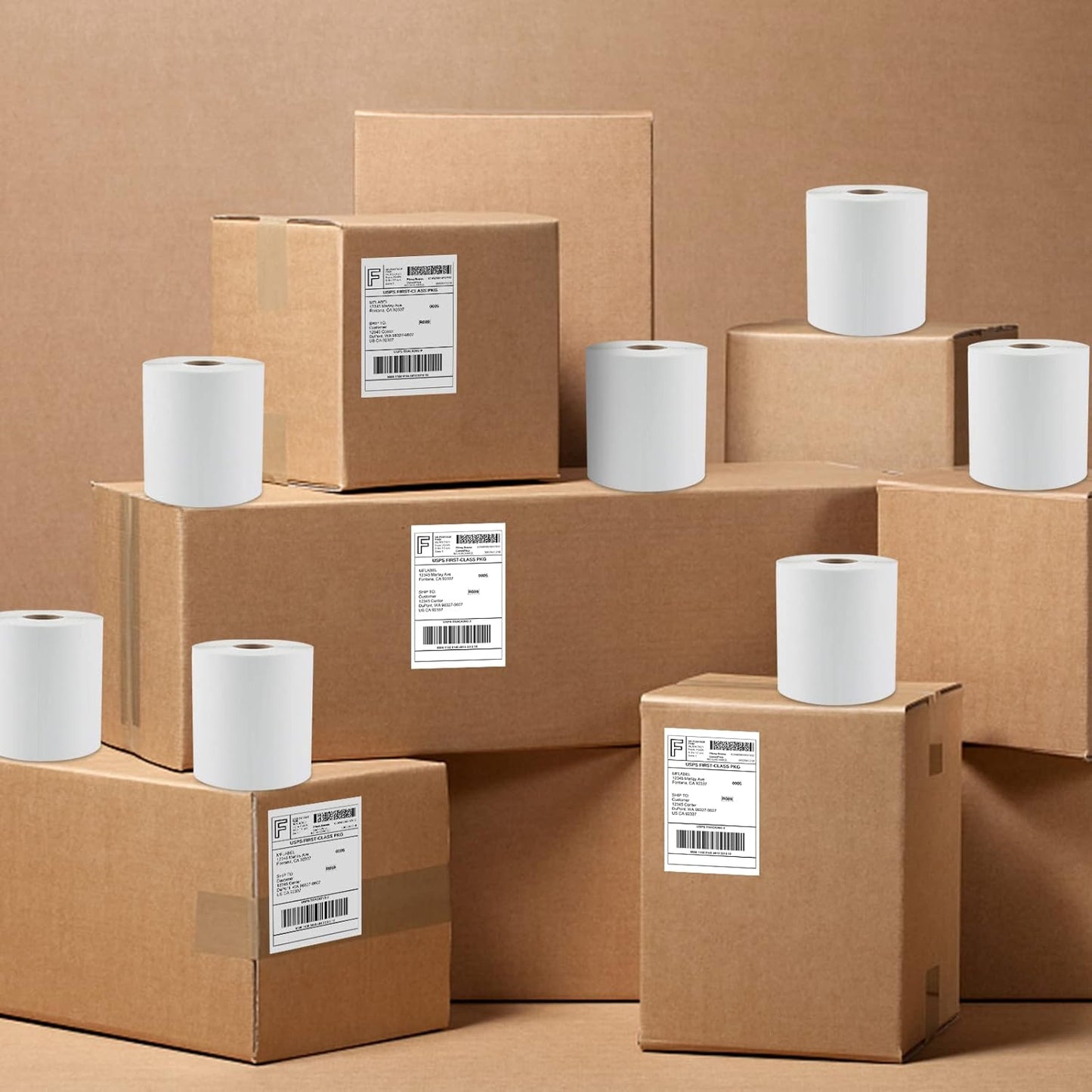 MFLABEL 4x6 Direct Labels, Perforated, Commercial Grade, for Thermal Printer, 250 Labels/1 Roll, 2 Rolls