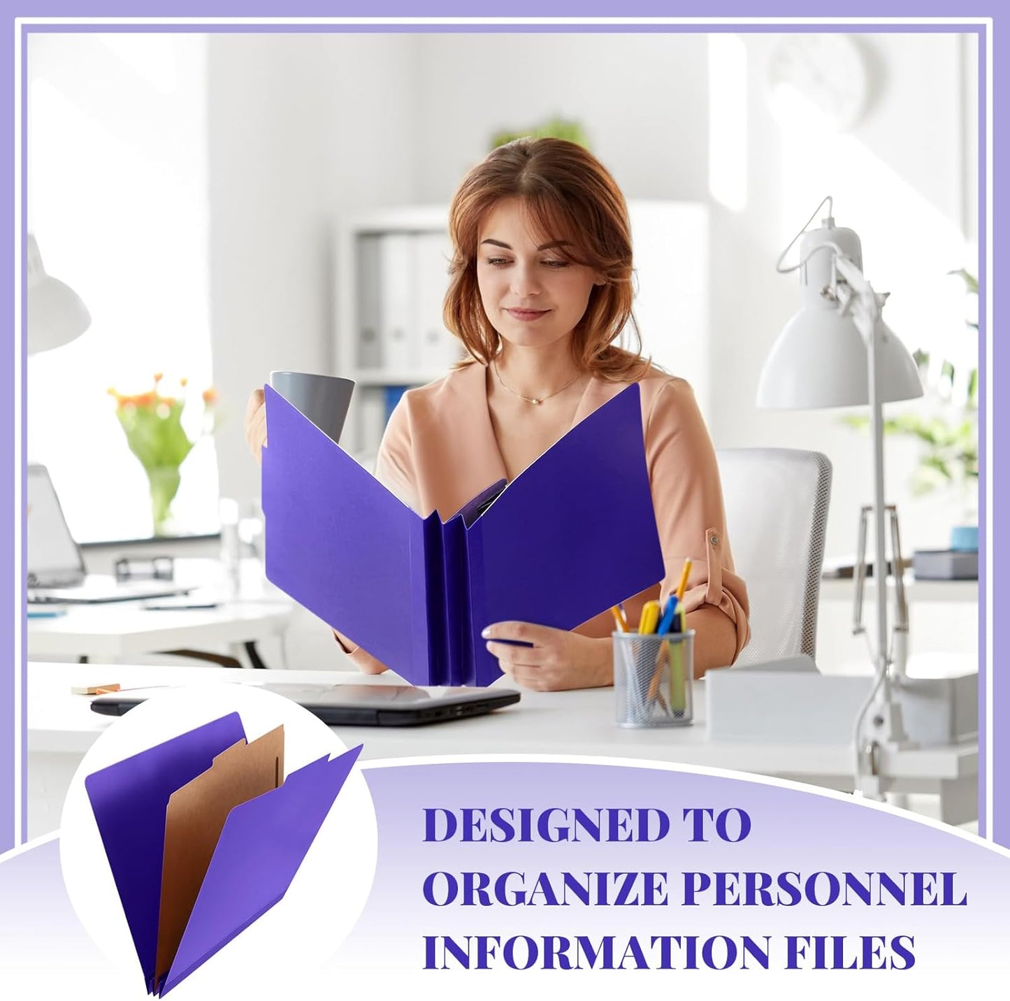 72 Pcs Classification Folders Letter Size, 1 Divider Pressboard File Folder with Fasteners, Expanding File Organizer Bulk for Teachers, Clergy, Office, Church, Christmas Donations (Purple)