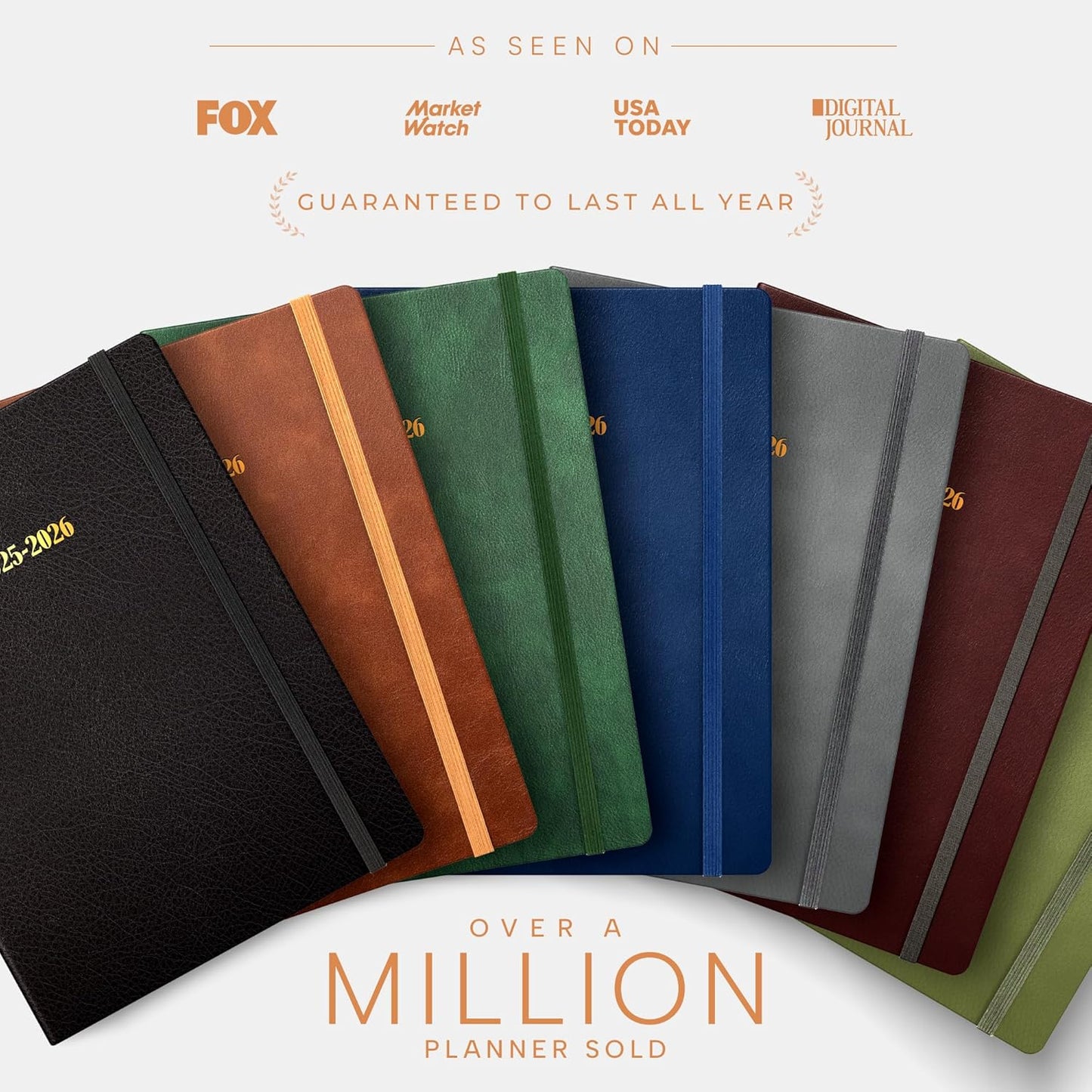 Ensight 2025-2026 HARDCOVER Leather Planner Weekly & Monthly - 6.5x8.5 Inches - Academic Planner Business Personal or Student - Pen Holder, Thick Paper, July 2025 - June 2026 (Brown)