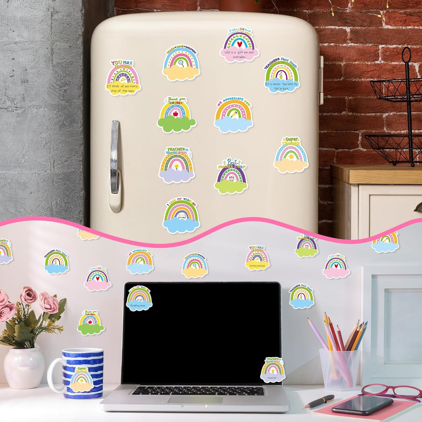 Xqumoi 30 Pack Teacher Sticky Notes - Rainbow Self Sticky Notepads Teacher Notepads Writing Memo Pads Teacher Appreciation Gift Back to School Office Supplies Birthday Party Favors Goodies Bag Fillers