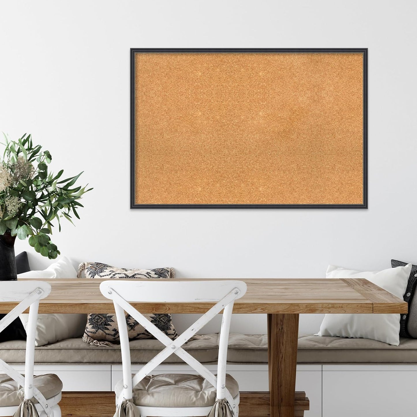 Amanti Art Natural Cork Board for Wall, 25x37 Vision Board with Black Wood Frame, Large Corkboard Office Decor for Home Organization, Traditional Corkboard Pinboard to display items for home