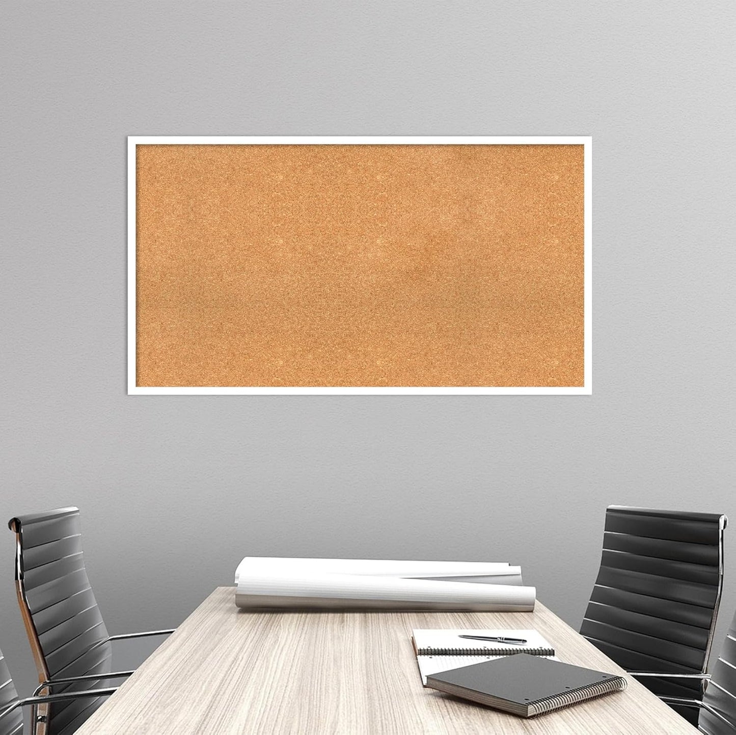 Amanti Art Natural Cork Board for Wall, 25x45 Vision Board with White Frame, Oversize Corkboard Office Decor for Home Organization, Modern Corkboard Pinboard to Display Items for Home Organization in