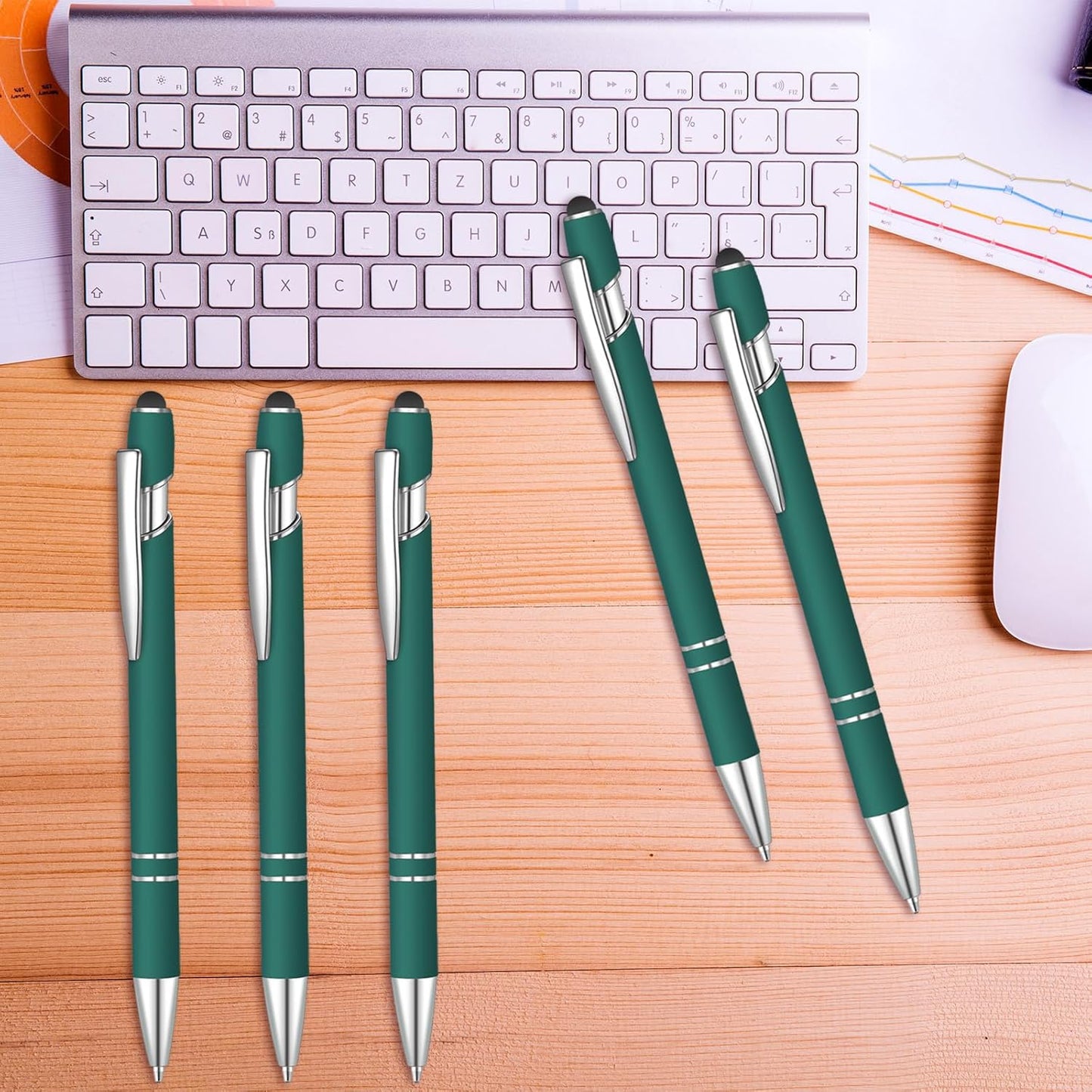 36 Pcs Blue Ink Ballpoint Pen with Stylus 2 in 1 Ballpoint Pen for Touch Screens School Office Coworkers (Green)