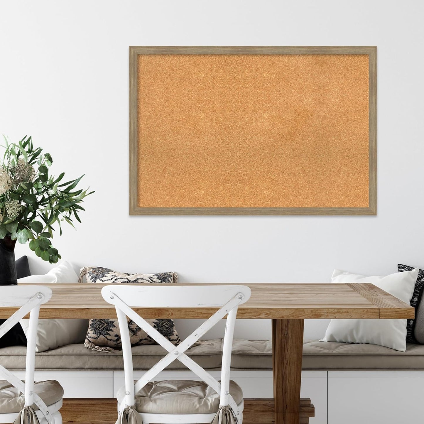 Amanti Art Natural Cork Board for Wall, 26x38 Vision Board with Brown Wood Frame, Large Corkboard Office Decor for Home Organization, Casual Corkboard Pinboard to display items for home organization
