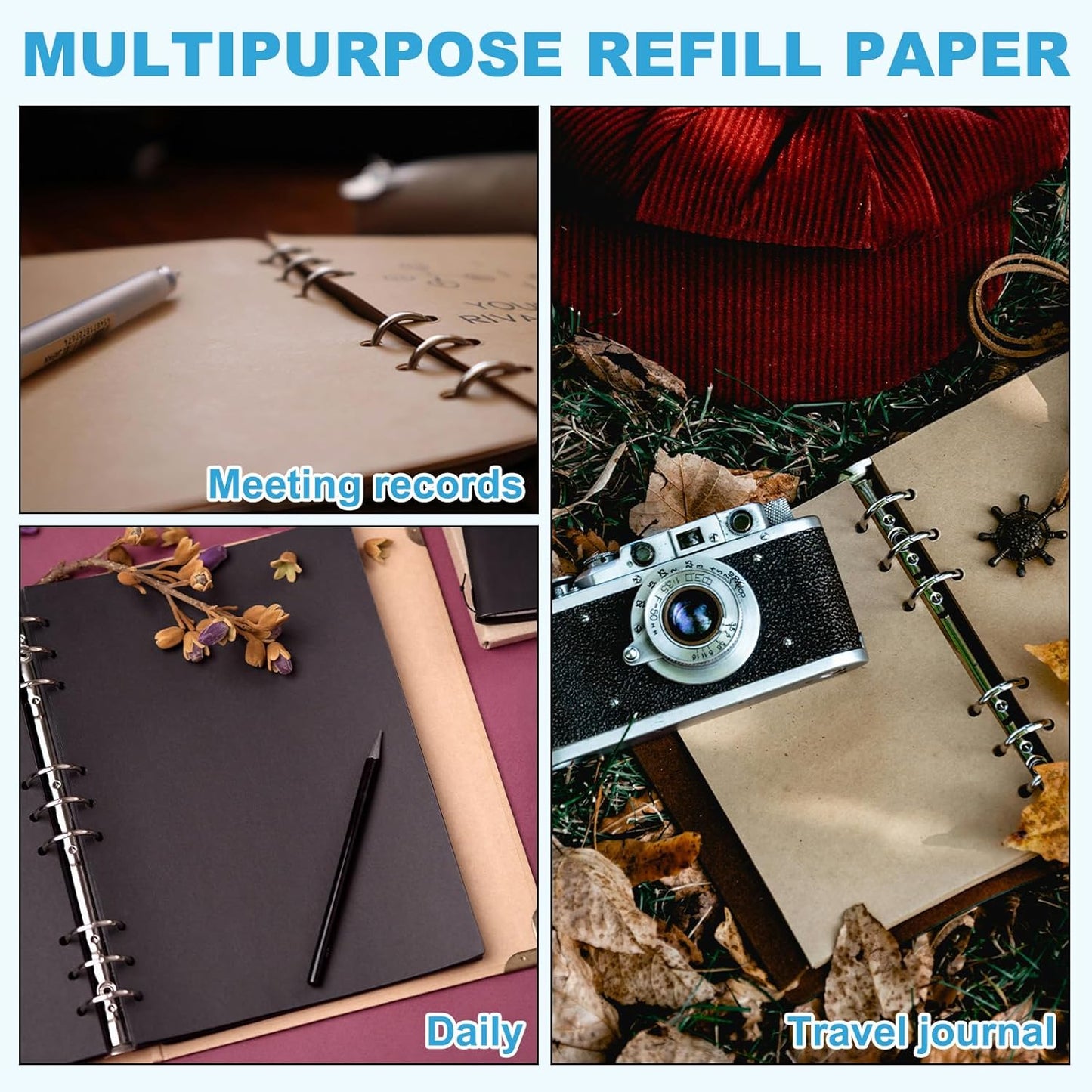 PATIKIL A6 Ruled Refills Inserts 6-Ring Binder Loose Leaf Planner Filler Paper Planner Inserts, 160 Sheets/320 Pages, Lined, White