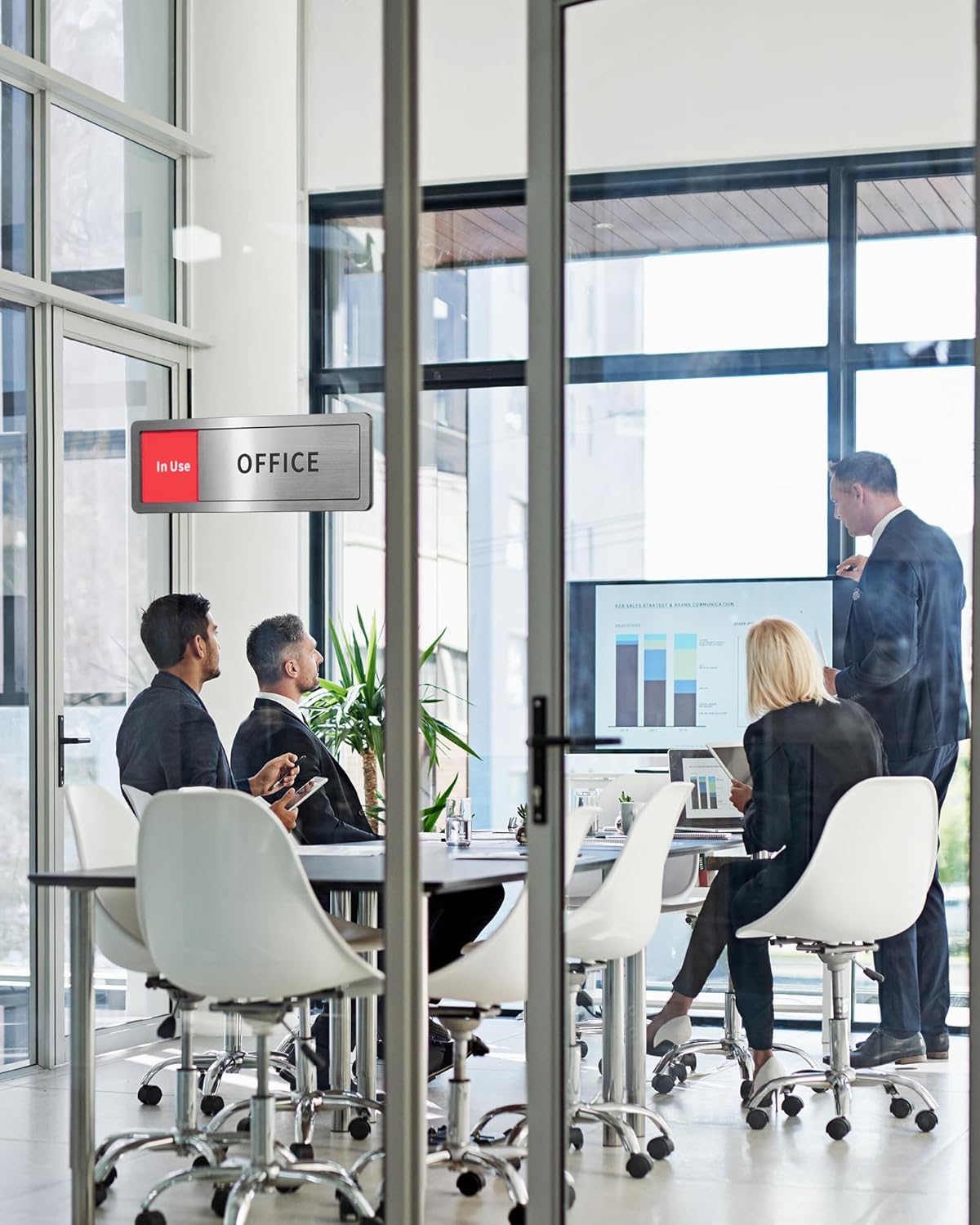 Office Door Signs Do Not Disturb, In Use/Available Slider Sign for Home Office Wellness Conference Vacant Occupied Privacy Slide Door Sign,Brushed Silver