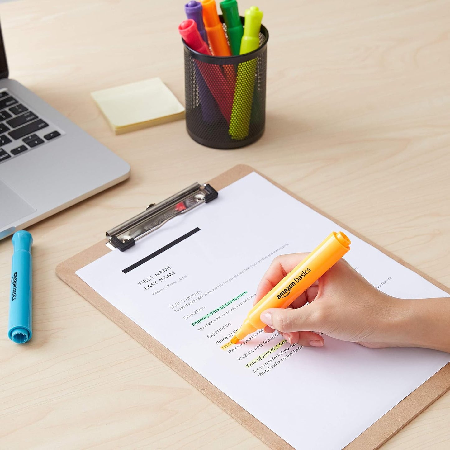 Amazon Basics Highlighters 12 Pack, Assorted Colors, Chisel Tip,Bible Highlighter,Office and School Supplies