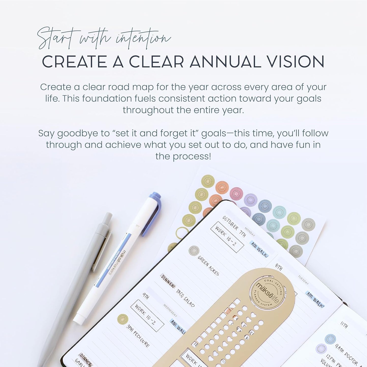 Quarterly Undated Planner - Goal Setting And Weekly Planner, Productivity Tools, Time-Management, Habit Tracker, Navy