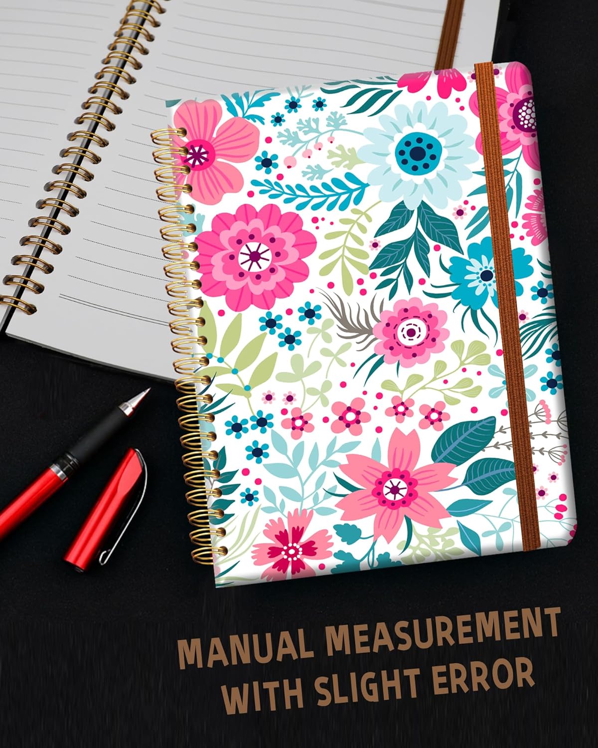 Ruled Spiral Writing Notebook,A5 Hardcover Lined College Journal for Women Lady,Fashion Puppy Watercolor Strong Twin-Wire Binding with Premium Paper,8.4" X 6",Perfect for School,Office,Home Gifts(Colorful Flowers)