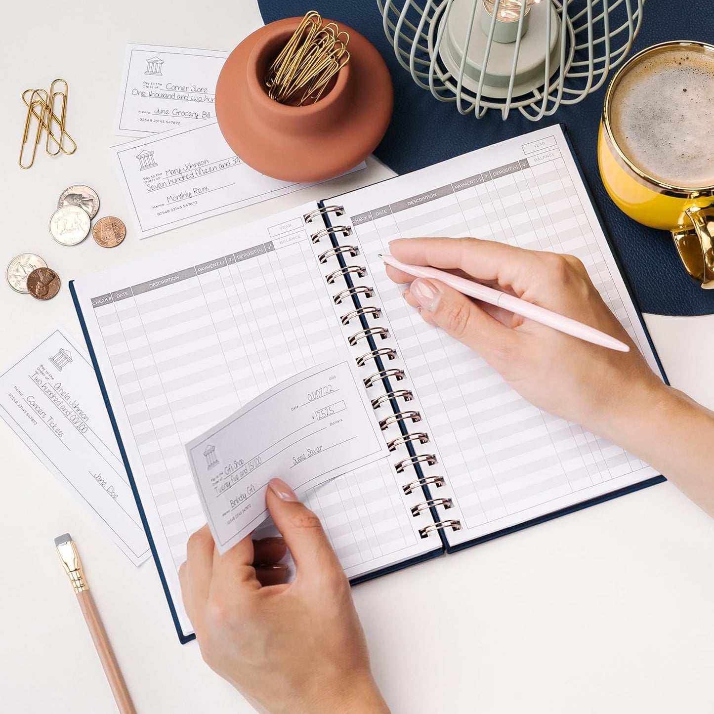 Clever Fox Check Register for Personal Checkbook – Checking Book Register – Checkbook Register – Accounting Ledger Book – 3968 Entry Lines, 6.1" x 8.3", Spiral Binding, Hardcover, Dark Blue