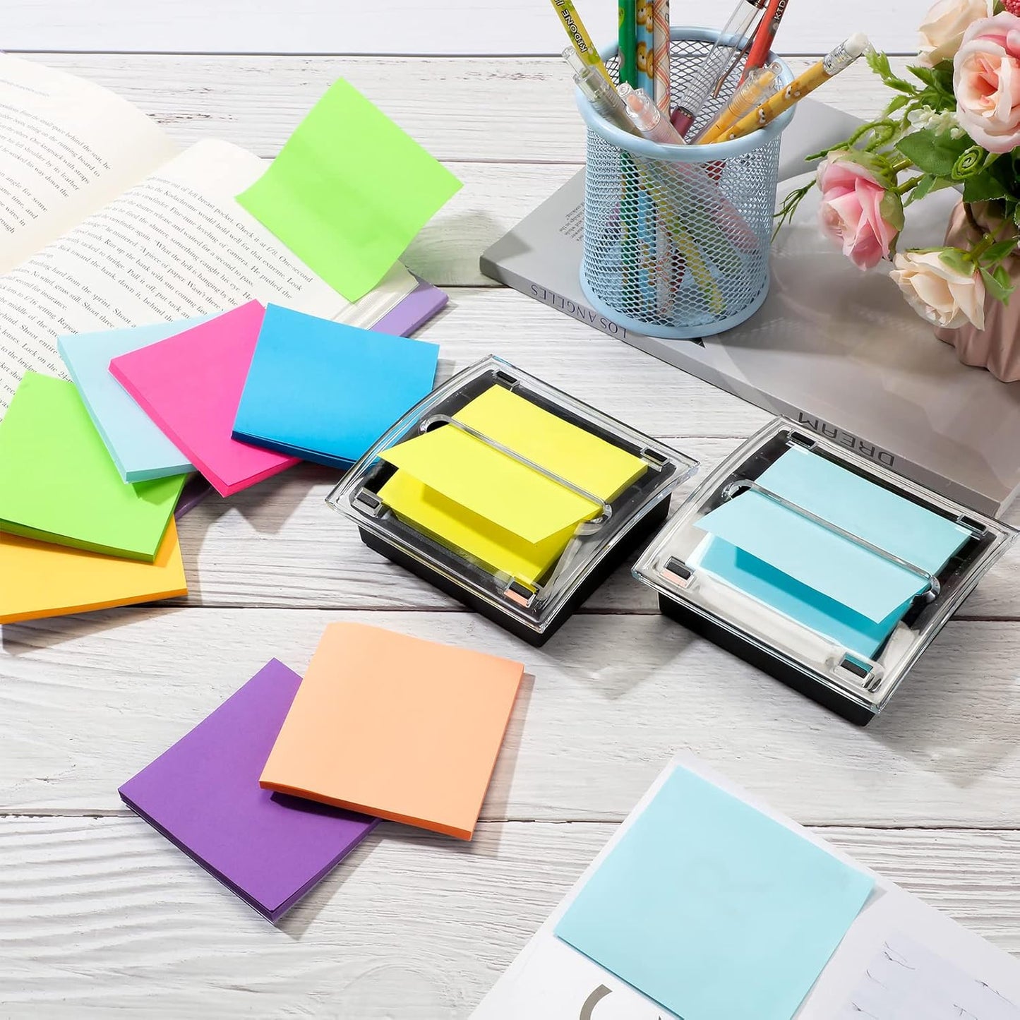 Meanplan 16 Pad Pop up Sticky Notes with 2 Pack Pop up Sticky Dispenser Note Holder Black Base Self Stick Memo Pads Blank Adhesive Notes 3x3 Refills Back to School Office Desk Supplies, 50 Sheet/pad