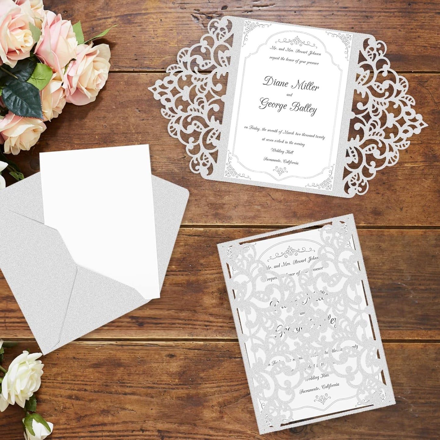 100 Sheets Silver Shimmer Cardstock 8.5 x 11 Metallic Paper, Goefun 80lb Card Stock Printer Paper for Invitations, Crafts, DIY Cards,Graduations