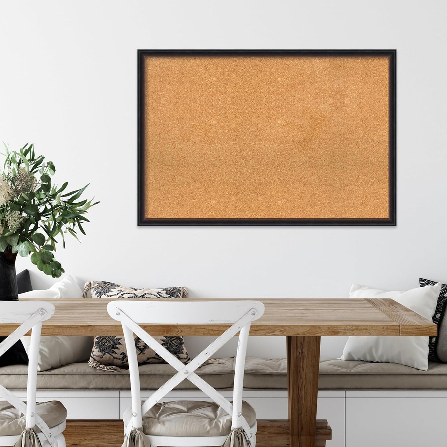 Amanti Art Natural Cork Board for Wall, 26x38 Vision Board with Black Wood Frame, Large Corkboard Office Decor for Home Organization, Casual Corkboard Pinboard to display items for home organization