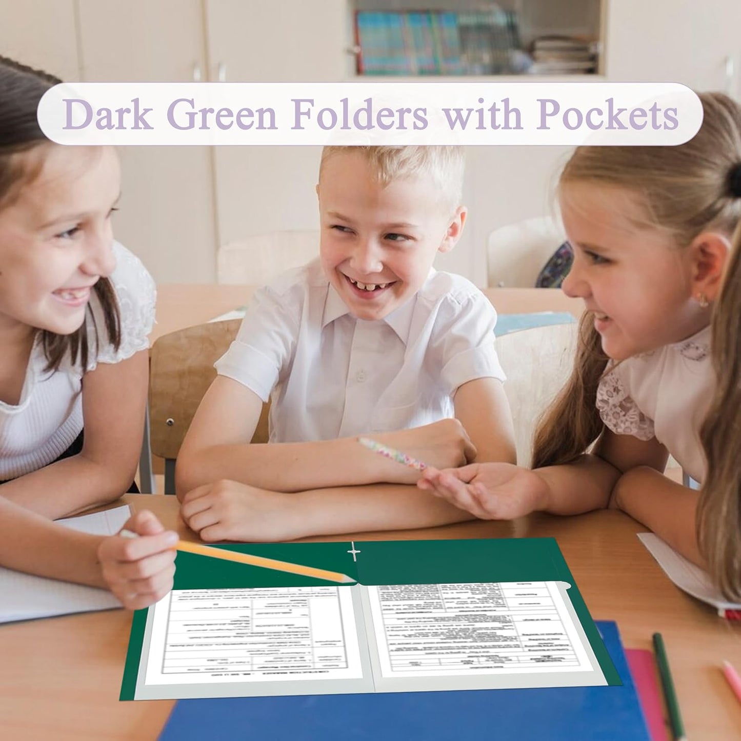 Zzrywuty File Folders with Pockets Letter Size, 25-Pack Paper Folders with Card Slot, Two Pocket Folders for School Students, Businessmen, Home and Office Workers(Dark Green)