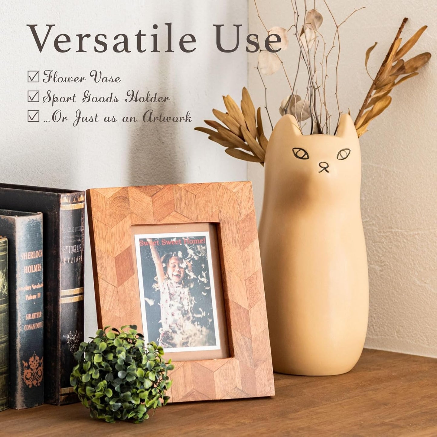 PaletteLife Umbrella Stand Ceramic Scandinavian Cat Small-Size Beige BLS-13BE