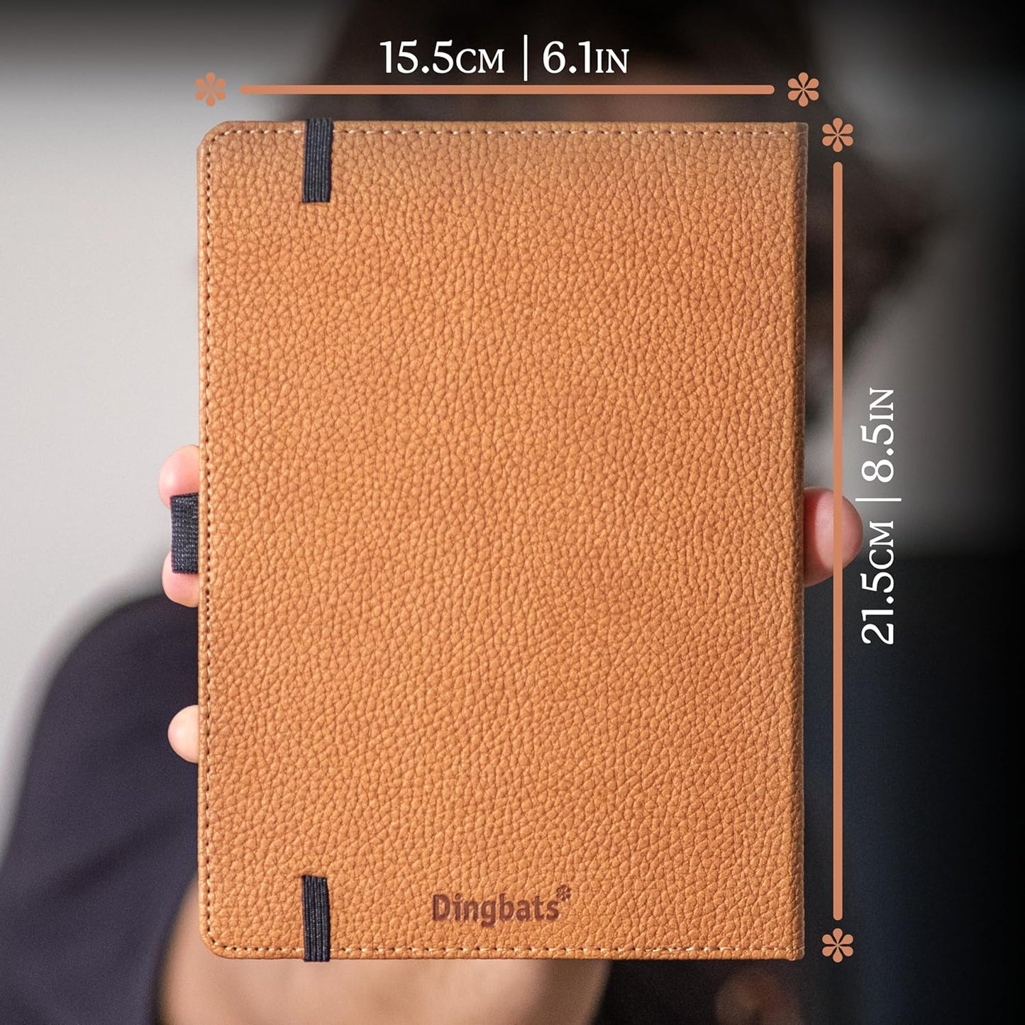 Dingbats* Wildlife Lined Writing Journal Notebook A5 - Vegan Leather Hardcover - Ideal for Work, Travel - Pocket, Elastic Closure, & Bookmark