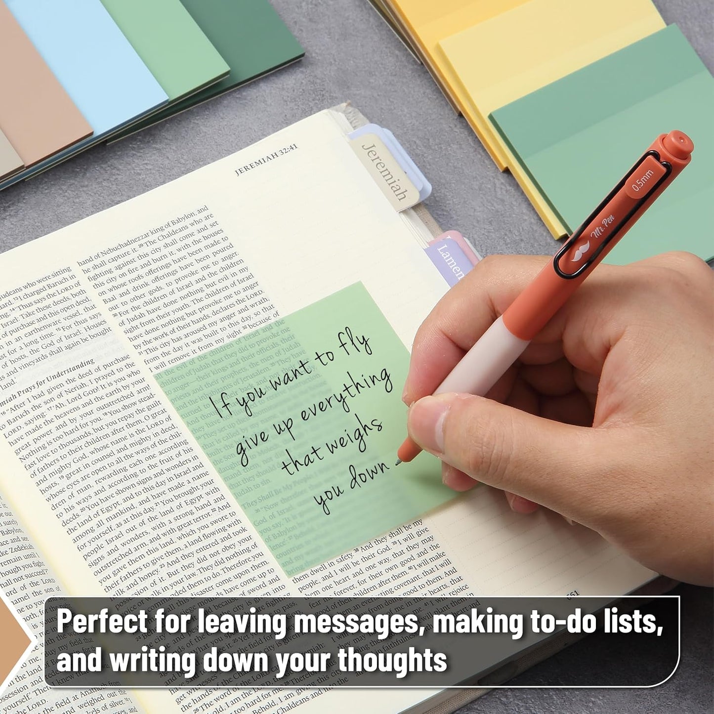 Mr. Pen- Transparent Sticky Notes, 3”x3”, Coastal Calm, 12 Pads, 600 Sheets, See Through Sticky Notes