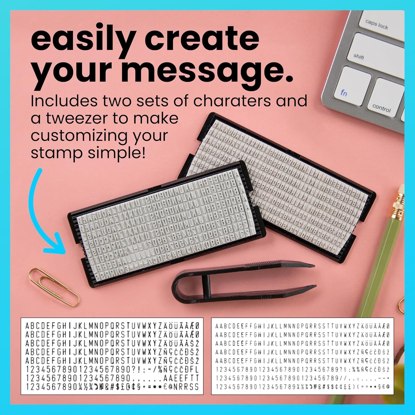 ExcelMark Self-Inking DIY Custom Rubber Stamp Kit - Personalized Stamper for Business or Home - Address Stamp, Message Stamp, and More (Black)