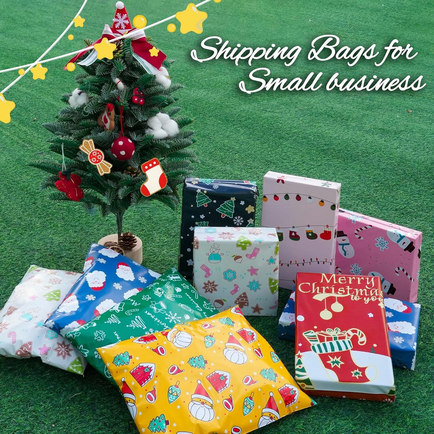 Christmas Poly Mailer 12x15.5 Inch 50 Pcs, Waterproof Shipping Bags for Clothing, Tear-Resistant Mailier, Strong Mailing With Self-Seal - Snowmen Printed