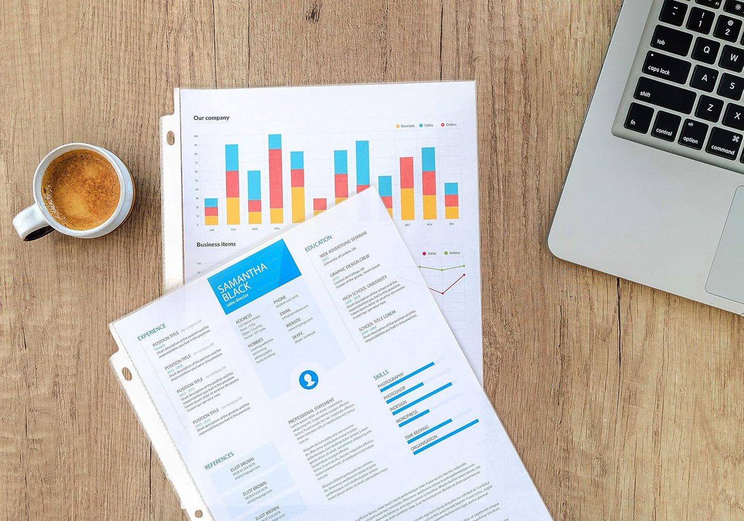 Performore 200-Pack Heavy Duty Sheet Protectors, 8.5x11, archival-Safe, high Clarity, Ink-Resistant, 3-Hole PunchedโPerfect for organizing and Protecting documents.