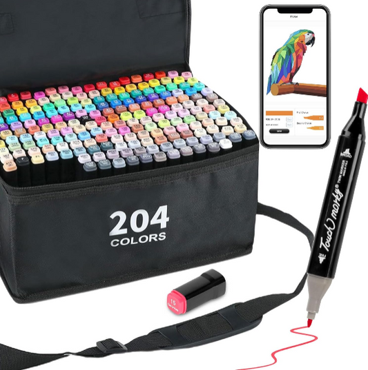 204 Colors Alcohol Markers Review | Dual-Tip Artist Marker Set with Free Color-Matching App for Drawing, Coloring, and Illustration
