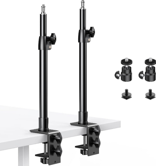 2-Pack Adjustable Camera Desk Mount Stand – Stable Tabletop Setup for Cameras, Phones, and Lighting