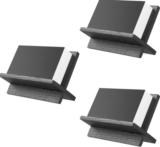 Set of 3 Black Wooden Business Card Holders – Professional Desk Display Stands for Offices and Workspaces