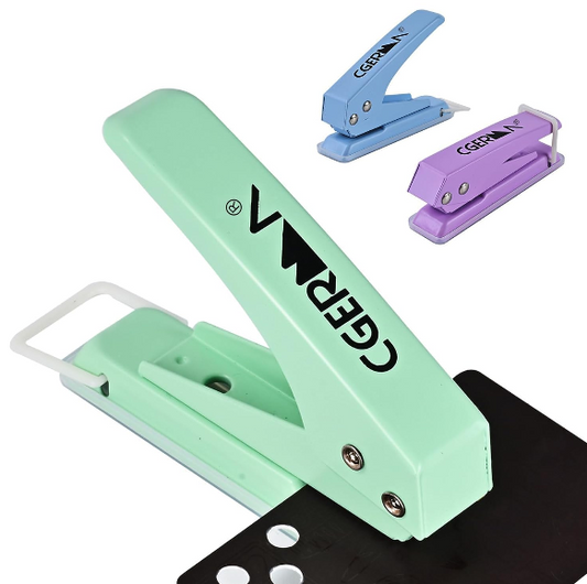 Single Hole Puncher 3 Pack – Heavy Duty 1/4" Metal Hole Punch with 50% Effort Saving Design