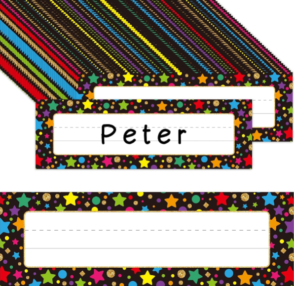FaCraft 36Pcs Desk Name Plates for Classroom – Waterproof Confetti Student Name Tags for Teachers