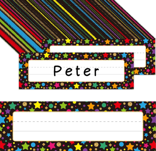 FaCraft 36Pcs Desk Name Plates for Classroom – Waterproof Confetti Student Name Tags for Teachers