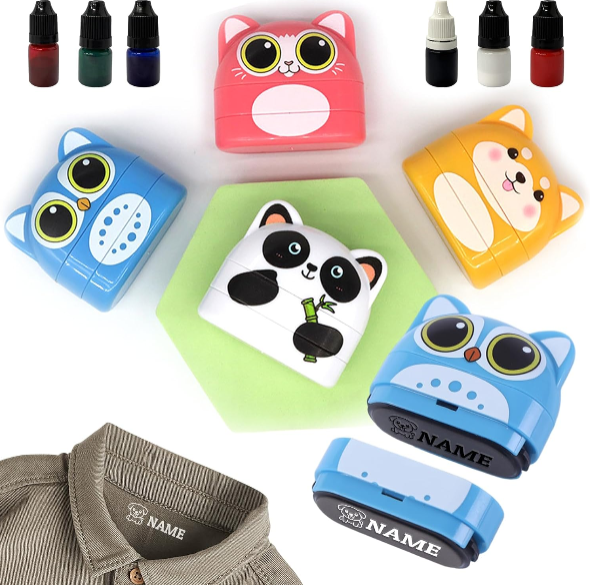 Personalized Name Stamp for Clothing: Waterproof Custom Name Stamp for Kids (Two Color)