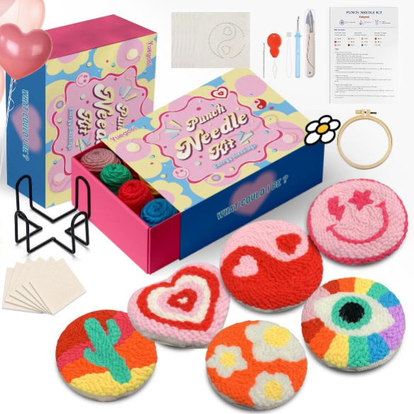 Yuegool Energy Punch Needle Coasters Kit Review: Easy DIY Embroidery Craft Set for Beginners