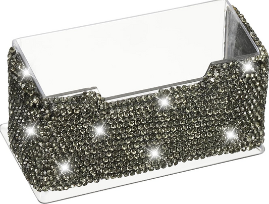PATIKIL Rhinestone Business Card Holder – Elegant Crystal Card Organizer and Display Stand for Office, Desk, and Exhibitions (Grey)